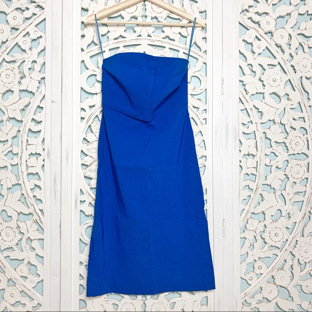 Express Strapless Blue Stretch Dress